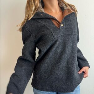 Orvis Charcoal and Brown Women's Turtleneck Sweater